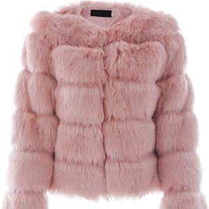 Faux Fur Short Coat - Pink (Size 10)